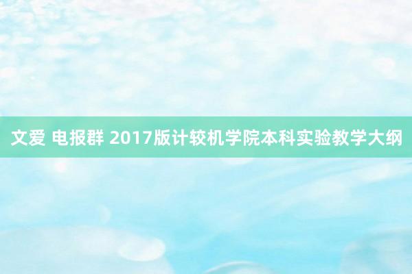 文爱 电报群 2017版计较机学院本科实验教学大纲